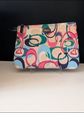 Coach Ikat Scribble Multicolor Cosmetic Bag with Hook Strap